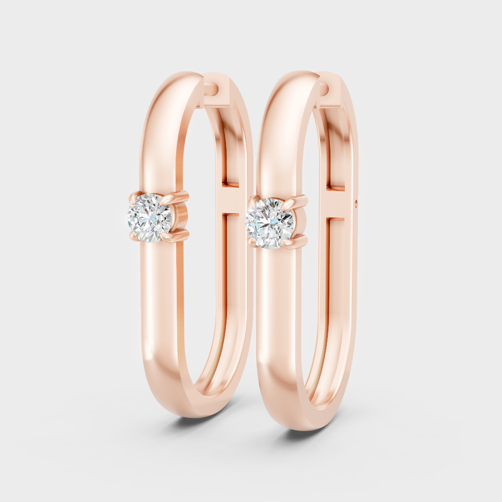 Elegant 18K Rose Gold Round-Cut Lab-Grown Diamond Hoop Earrings